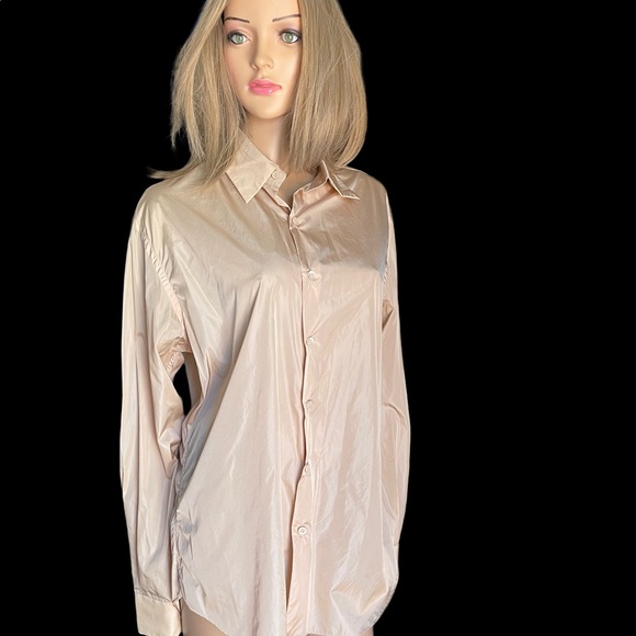 Prada women beige shirt size 40 (4)USA - Picture 2 of 14